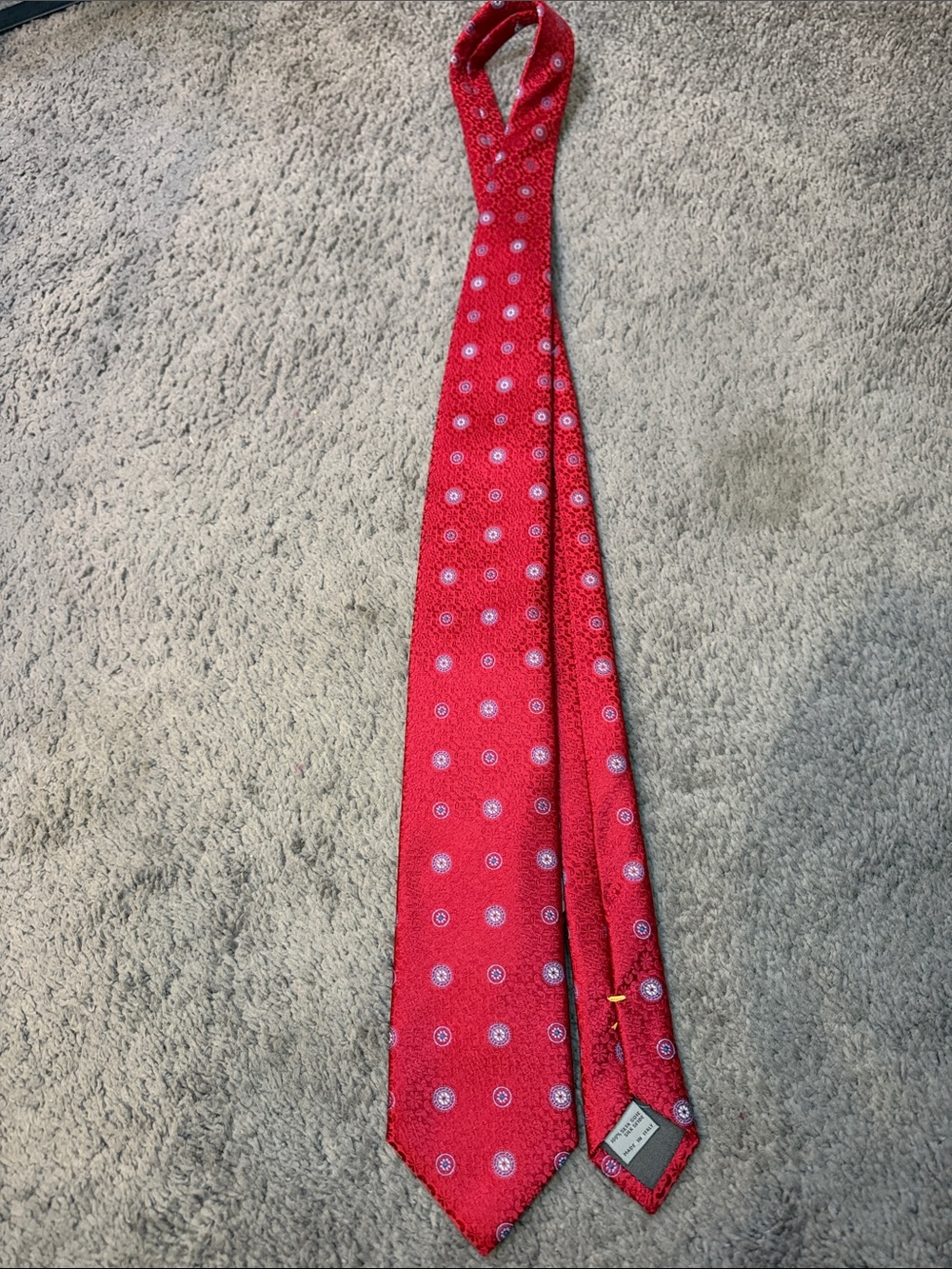 Canali Red 100% Silk Medallion Tie